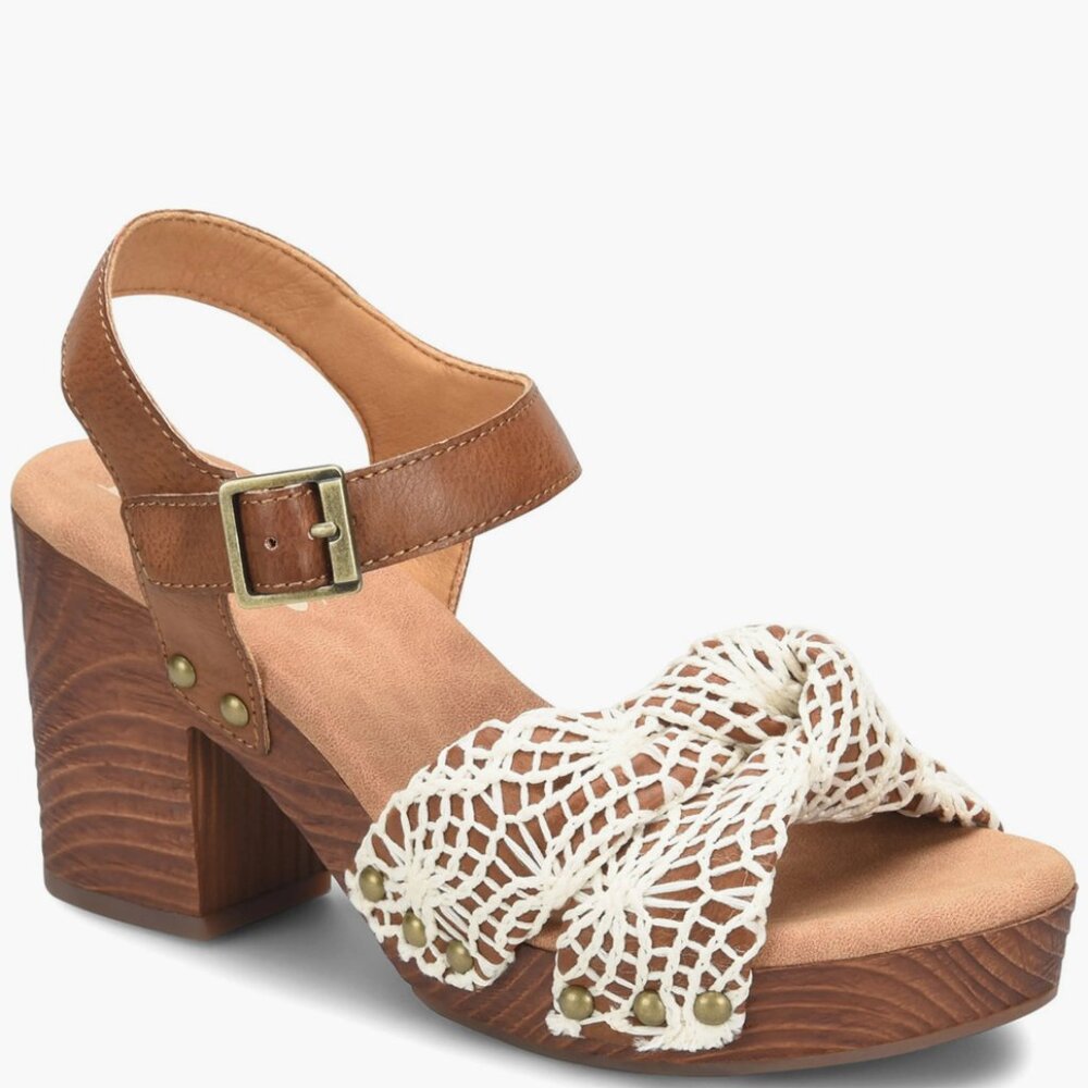 NEW KORKS Natalia Knot Sandal In Color TAN/ NAT CROCHET - Picture 2 of 9